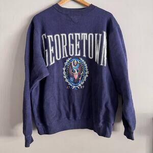 Vintage Georgetown College Crewneck Sweatshirt Galt Sands Navy Blue Crest Size L